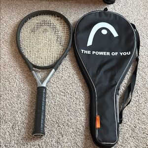 Head Black and Silver Tennis Racket with Case